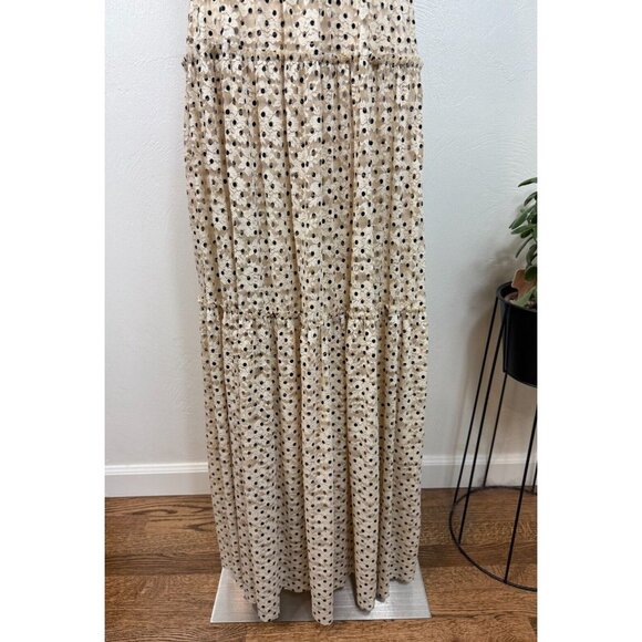 Anthropologie Womens Cream Lace Polka Dot Maxi Dress‎ Size Small Prairie Tiered - Picture 3 of 10